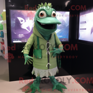Grøn Barracuda maskot...