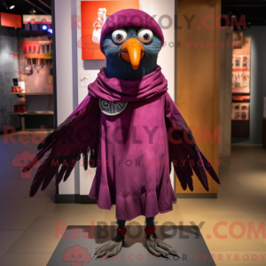 Magenta Crow maskot kostume...