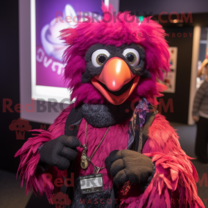 Magenta Crow mascot costume...
