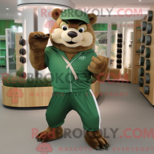 Green Beaver mascot costume...