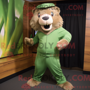 Green Beaver mascot costume...