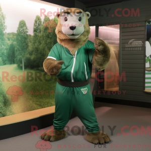 Green Beaver mascot costume...