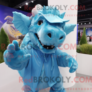Cyan Triceratops mascot...