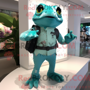 Teal Frog mascottekostuum...