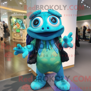 Teal Frog maskot kostume...