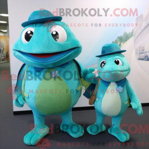 Teal Frog Maskottchen...