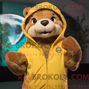 Gold Otter maskot kostume...