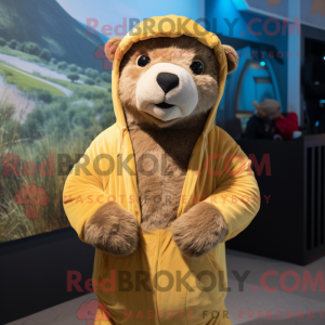 Gold Otter mascot costume...