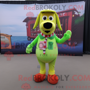 Lime Green Hot Dogs mascot...