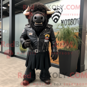 Sort Buffalo maskot kostume...
