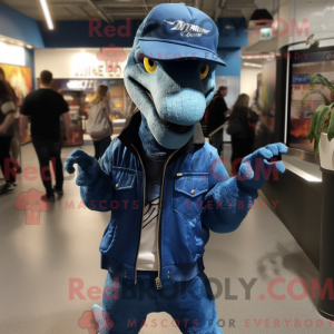 Blå Deinonychus maskot...