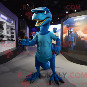 Blå Deinonychus maskot...