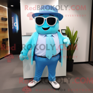 Cyan Ice mascot costume...