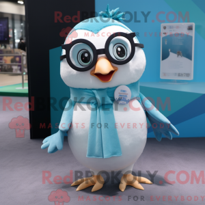 Cyan Penguin mascot costume...