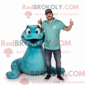 Teal Anaconda mascot...