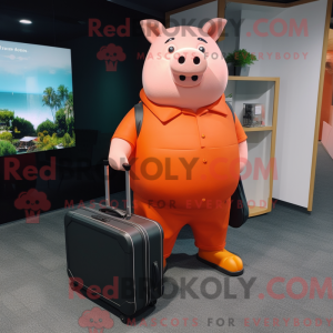 Peach Pig maskot kostume...