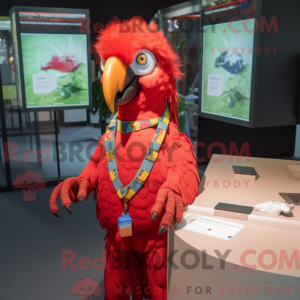 Röd papegøye maskot drakt...