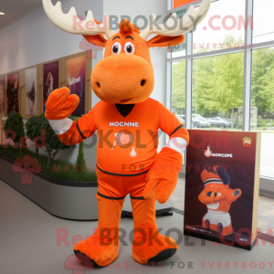 Orange Moose mascot costume...