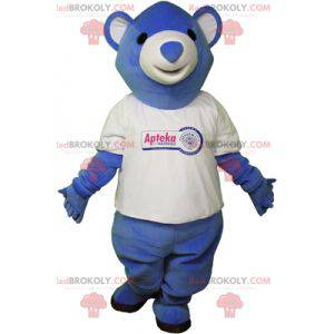 Blauw en wit teddybeer mascotte. Blauwe en witte beer -