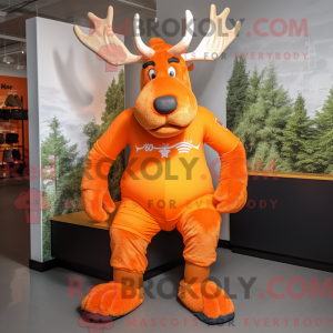 Orange Moose mascot costume...