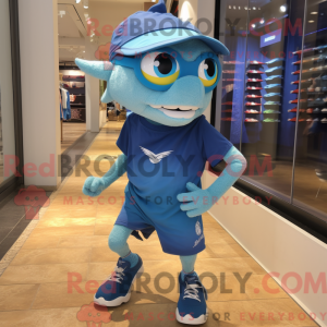 Blå Barracuda maskot...
