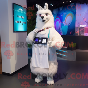 Witte lama mascottekostuum...