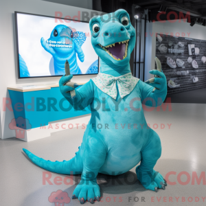 Turquoise Diplodocus mascot...