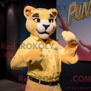 Gul Puma maskot kostume...