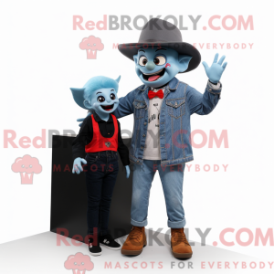 Himmelblå vampyr maskot...