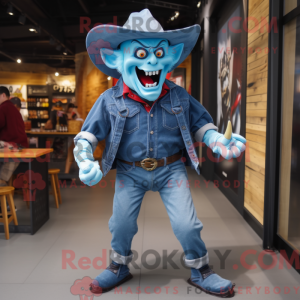 Himmelblå vampyr maskot...