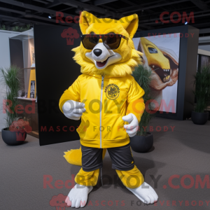 Yellow Wolf mascot costume...