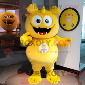 Gul Demon maskot drakt...