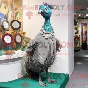 Gray Peacock mascot costume...