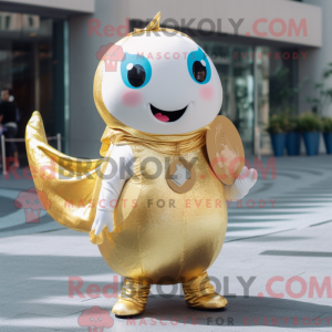 Gold Narwhal mascot costume...
