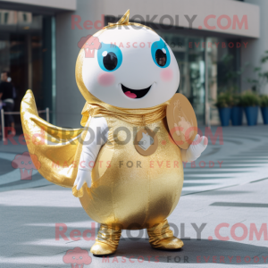 Guld Narhval maskot kostume...