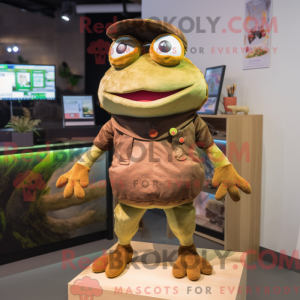 Brown Frog mascot costume...