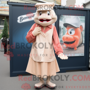 Beige laks maskot kostume...