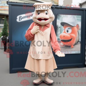 Beige Salmon mascot costume...