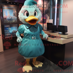 Teal Duck Maskottchen...