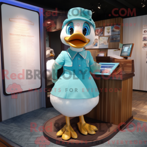 Teal Duck maskot kostume...