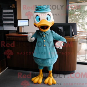 Teal Duck mascottekostuum...