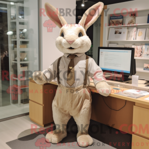 Beige Wild Rabbit maskot...