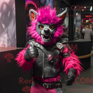 Magenta hyene maskot...