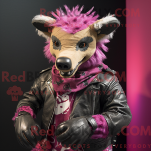 Magenta hyene maskot...