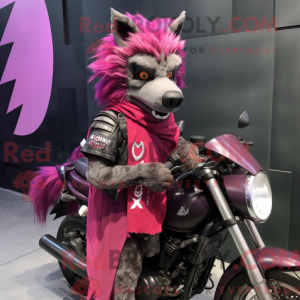Magenta hyene maskot...
