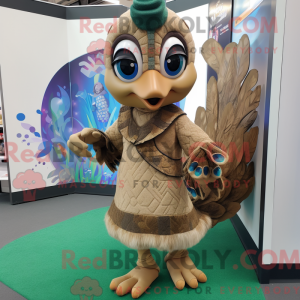 Tan Peacock mascot costume...