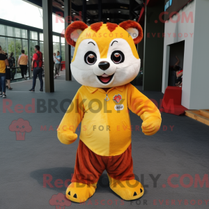 Gul Rød Panda maskot drakt...