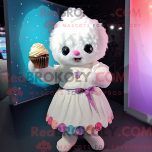 Wit Cupcake-mascottekostuum...