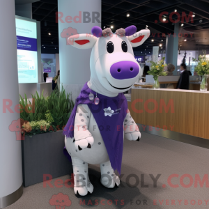 Lavender Cow mascot costume...
