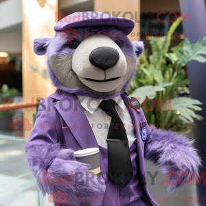 Lavender Sloth Bear mascot...